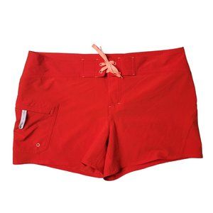 Athleta Swim Shorts Woman’s size 14 Drawstring With Zip Side Pocket Unlined red